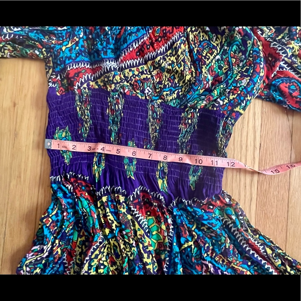 60s Vintage Hostess Set in Purple Paisley w Shirred Waist - Picture 11 of 13